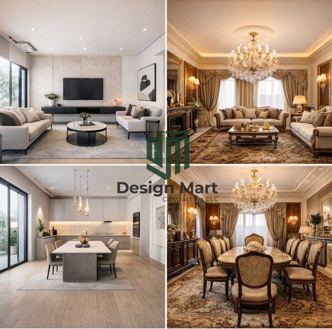 Explore the difference between modern and classic interior styles for your Dubai property | Top interior design companies in Dubai